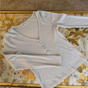 Abercrombie and Fitch Women's Light Blue Henley Size M